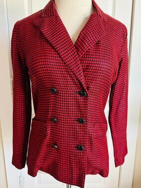 Vintage Separate Issue red & black herringbone blazer, size 8